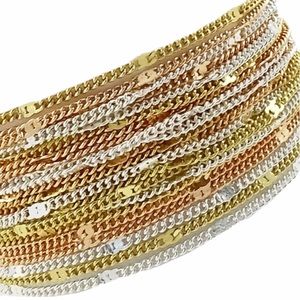 new Tri Color 18K Gold Plated GP ☀︎︎ Multi Chain Bracelet ☀︎︎Silver Rose Gold